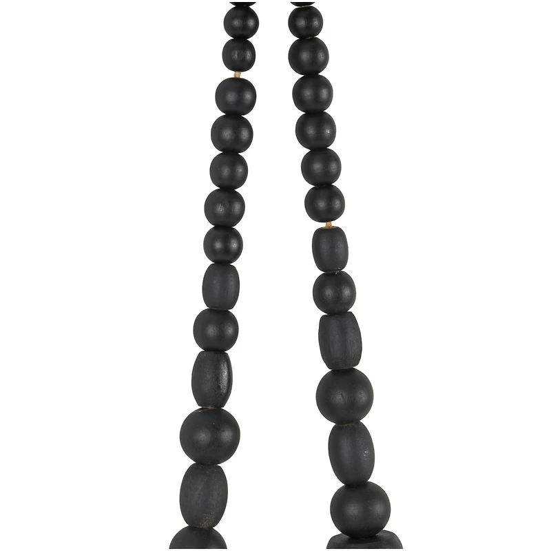 Black Wood Necklace Handmade Geometric Beaded Garland Sculpture