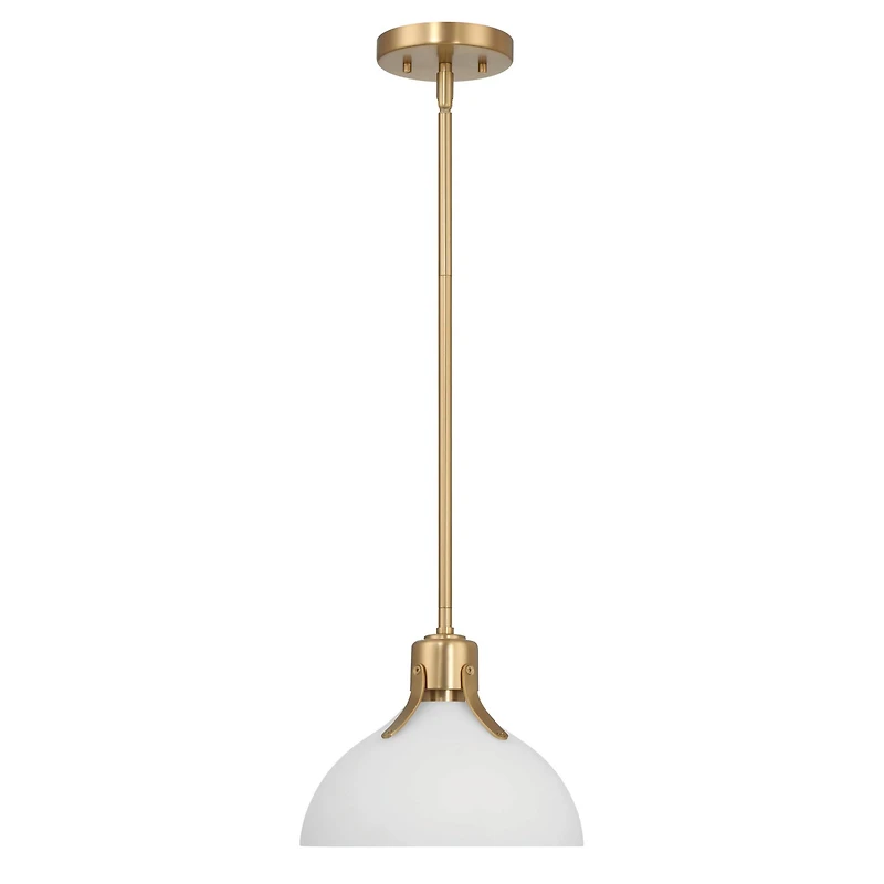 Hello Honey® Delano Gold & White Industrial Metal & Etched Glass Ceiling Light