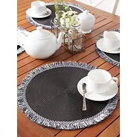 DII® 15" Round Black Fringed Placemat Set, 6ct.