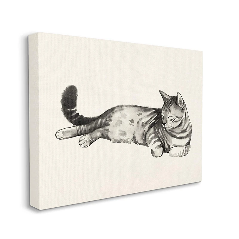 Stupell Industries Sleeping Striped Cat Minimal Relaxed Pet Canvas Wall Art
