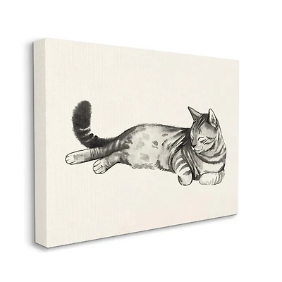 Stupell Industries Sleeping Striped Cat Minimal Relaxed Pet Canvas Wall Art