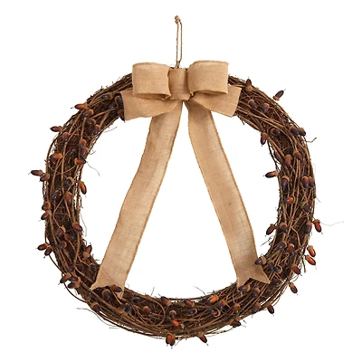 30" Acorn & Decorative Bow Autumn Wreath