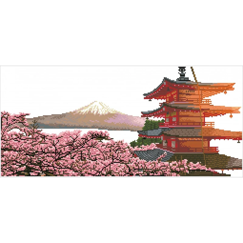 Simply Dotz® Intermediate Mount Fuji & Chureito Pagoda Diamond Painting Kit