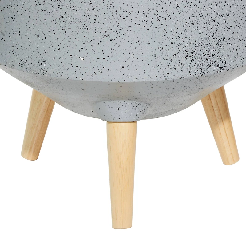 Set of 2 Grey MgO Contemporary Planter 12", 10"