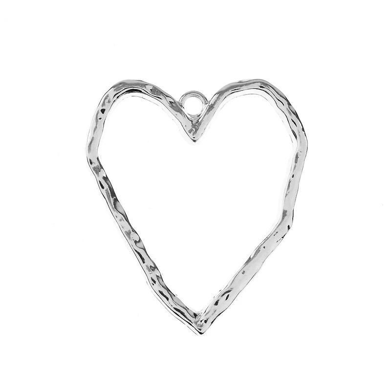 John Bead Silver Organic Heart Pendants, 3ct.