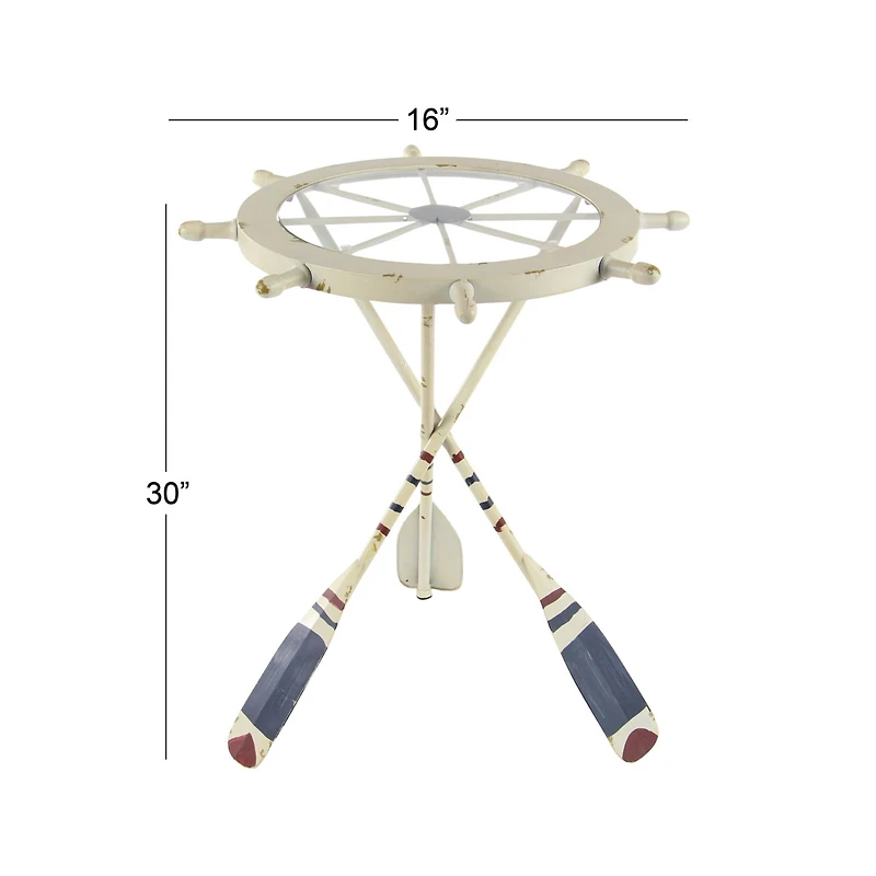 2.5ft. White Coastal Metal Accent Table