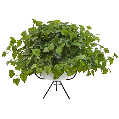 2ft. London Ivy Plant in White Planter with Metal Stand