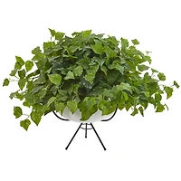 2ft. London Ivy Plant in White Planter with Metal Stand
