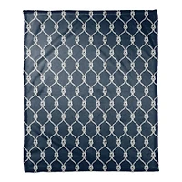 Navy Blue Nautical Knots Coral Fleece Blanket