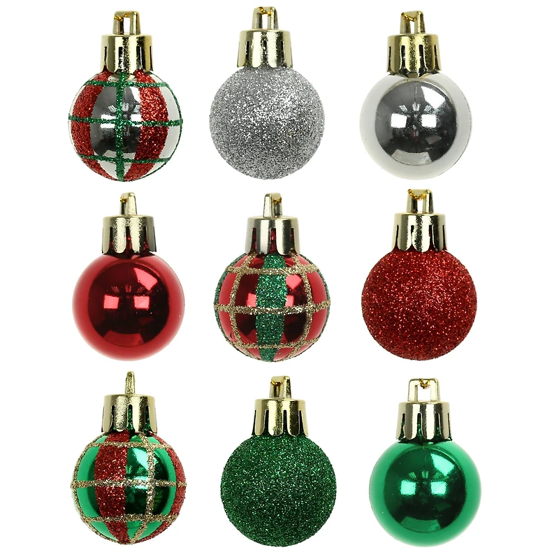 16 Pack 25mm Mini Plaid Plastic Ball Ornaments by Ashland®