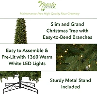 13ft. Pre-Lit Green Mountain Pine Slim Artificial Christmas Tree, Warm White LED Lights