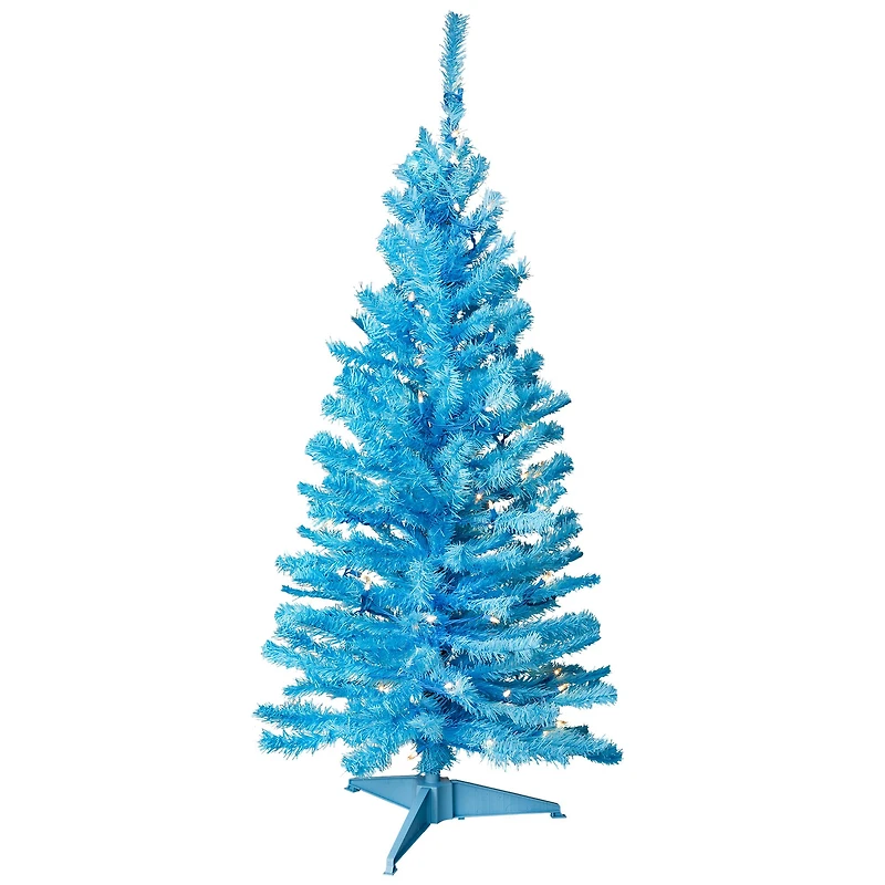 4ft. Pre-Lit Medium Sky Blue Pine Artificial Christmas Tree, Clear Lights