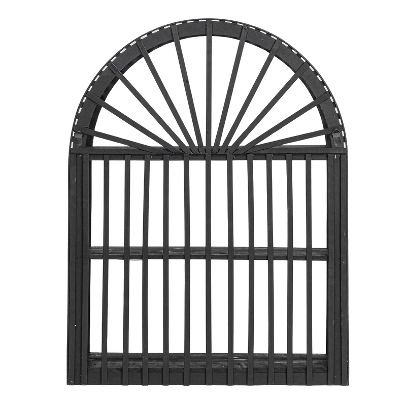 Hello Honey® Black Arched Bamboo & Wood Wall Shelf