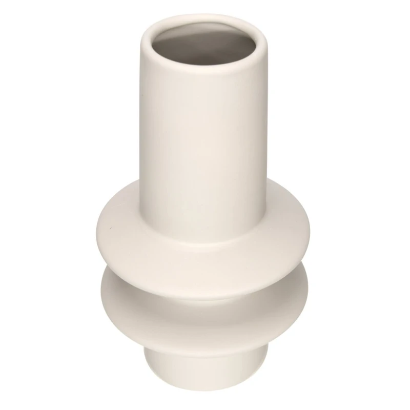 Hello Honey® 9" Taupe Modern Sculptural Stoneware Vase with Latex Glaze