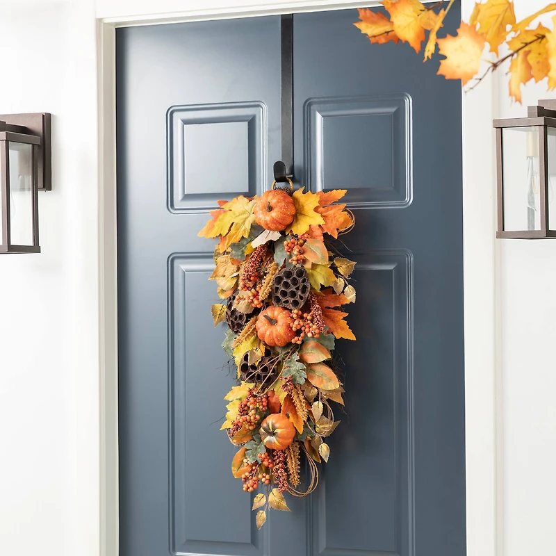 Glitzhome® 25" Fall Pumpkin Leaf Swag