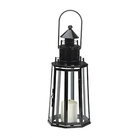 13.5" Black Lighthouse Hanging Candle Lantern