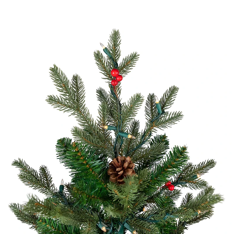 6.5ft. Pre-Lit Real Touch™ Mixed Noble Spruce Artificial Christmas Tree with Pinecones & Red Berries, Clear Lights