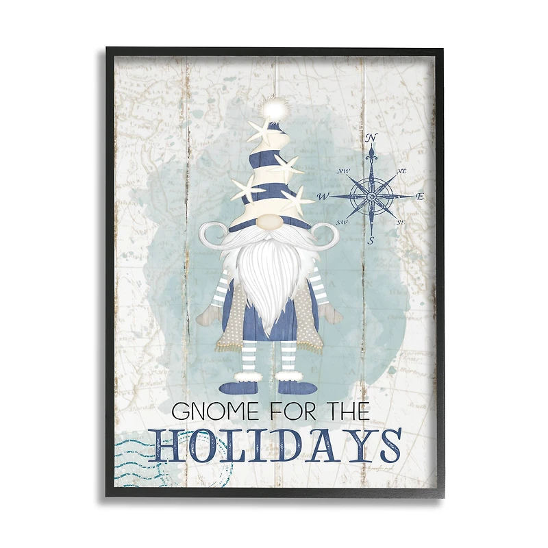 Stupell Industries Gnome For The Holidays Nautical Framed Giclee Art