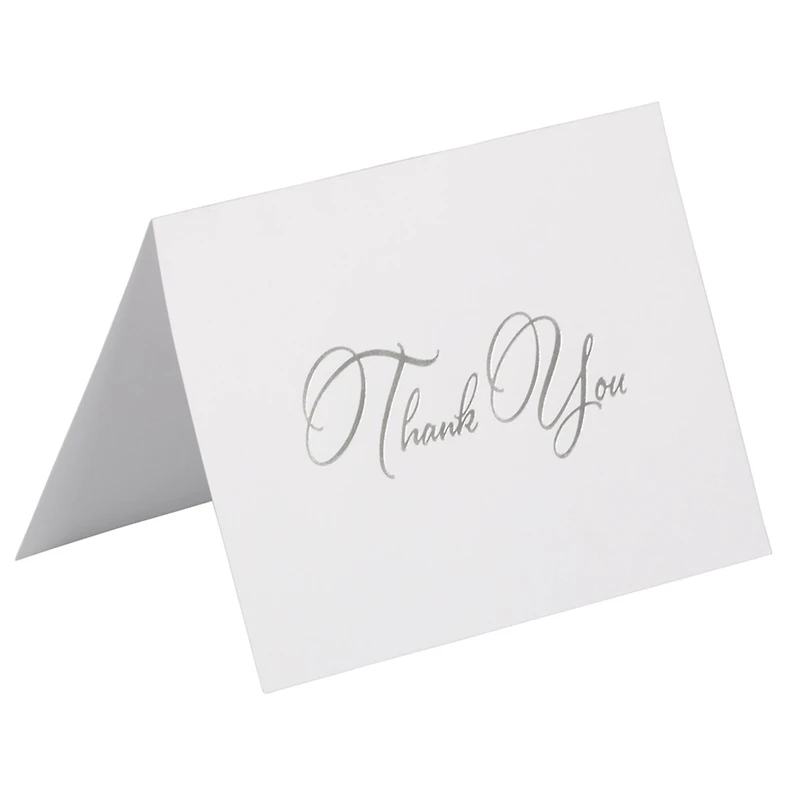 JAM Paper Thank You Card Set with Silver Script