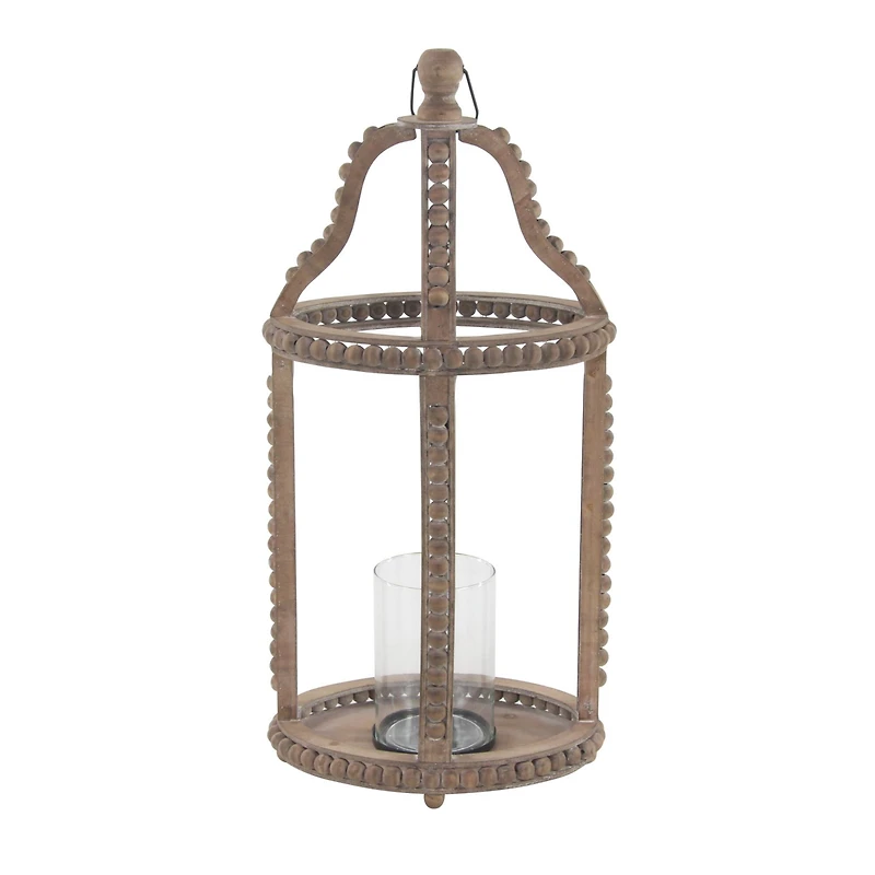 Brown Recycled wood Natural Candle Holder Lantern, 29" x 13" x 10"