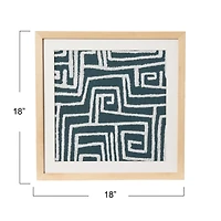 Hello Honey® 18" Square Tufted Abstract Embroidery in Wood Frame