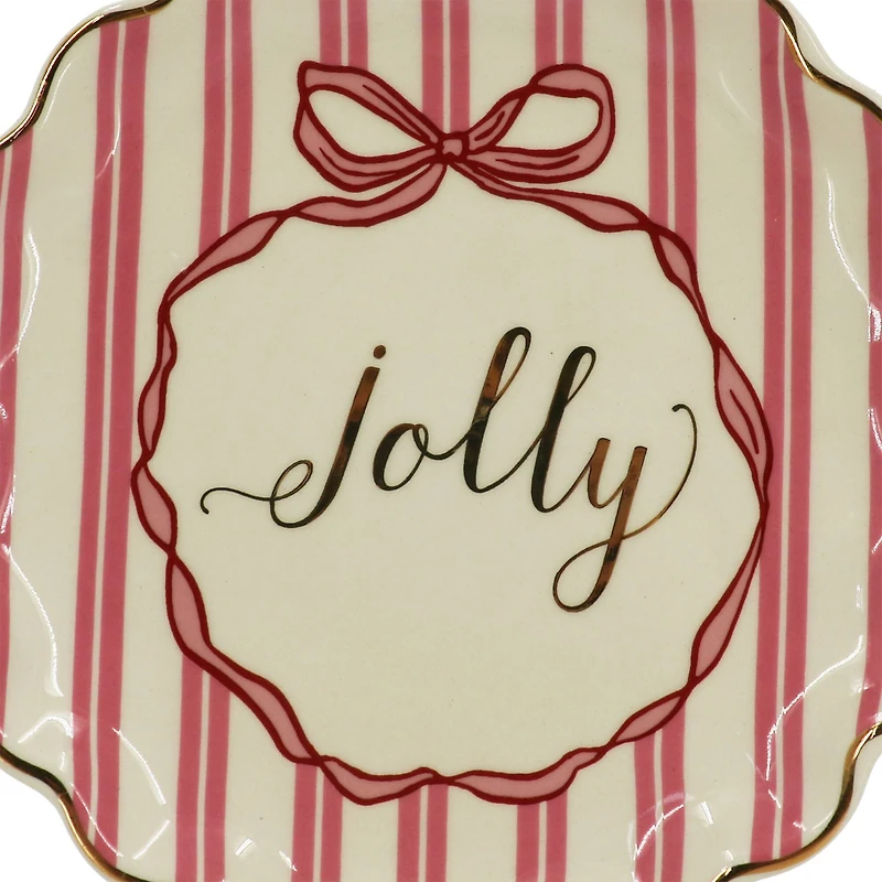 8" Pink & White Jolly Ceramic Plate by Ashland®