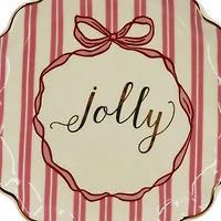 8" Pink & White Jolly Ceramic Plate by Ashland®