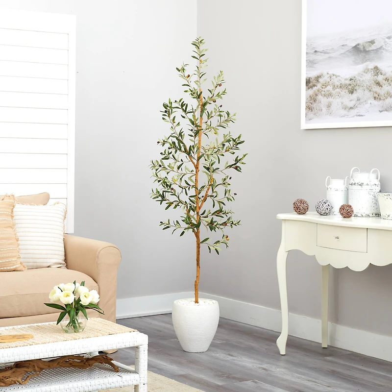 6ft. Olive Artificial Tree in White Planter