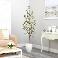 6ft. Olive Artificial Tree in White Planter