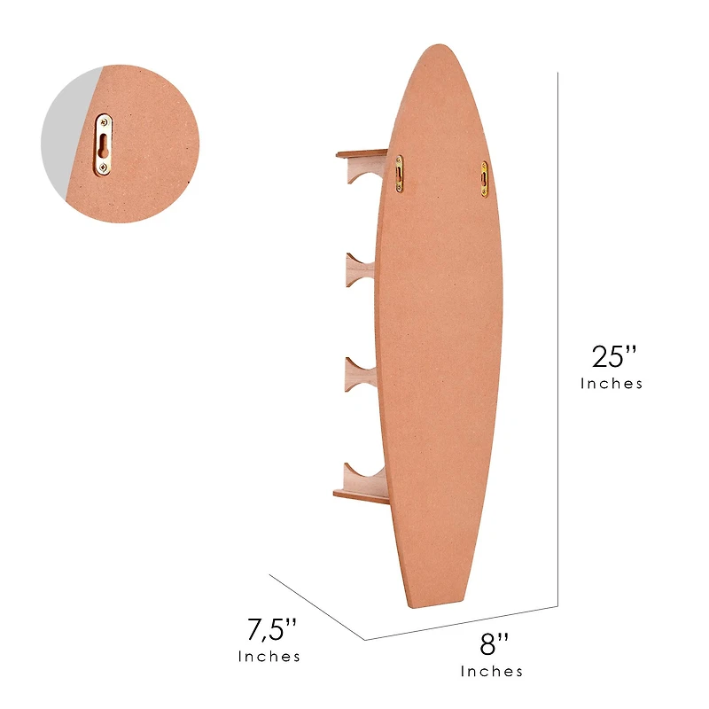 American Art Decor Tipsy Fruit Surfboard Wine Rack - 8" x 25.5" x 7.5" 