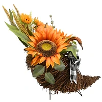 20" Harvest Sunflower Cornucopia Centerpiece