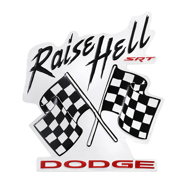 Dodge Raise Hell Flags Embossed Shaped Metal Wall Sign