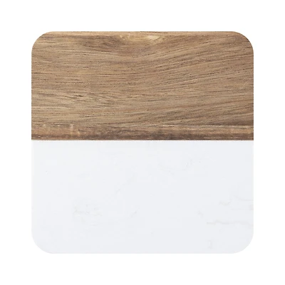 Craft Express 3.93" x 3.93" Coaster Marble & Wood Laserable Square, 4ct.