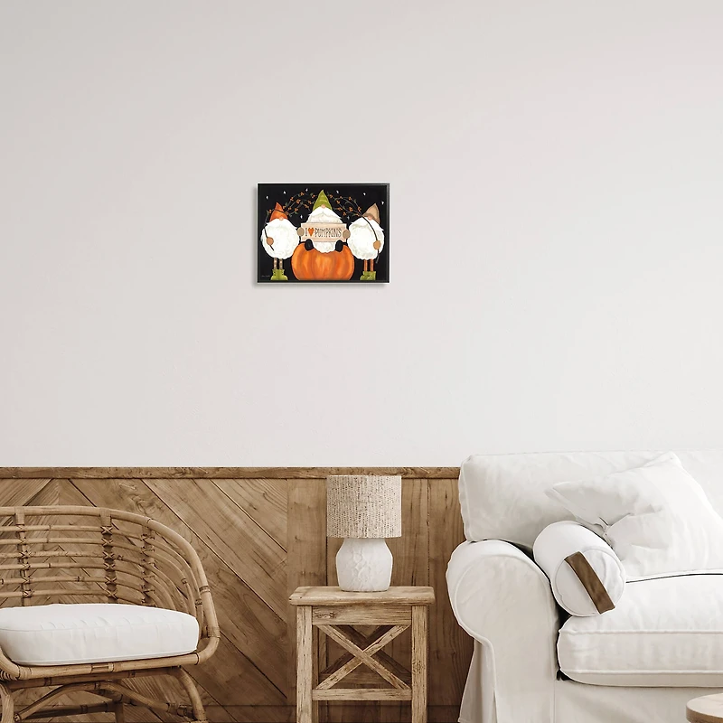Stupell Industries I Love Pumpkins Seasonal Gnomes Framed Giclee Art