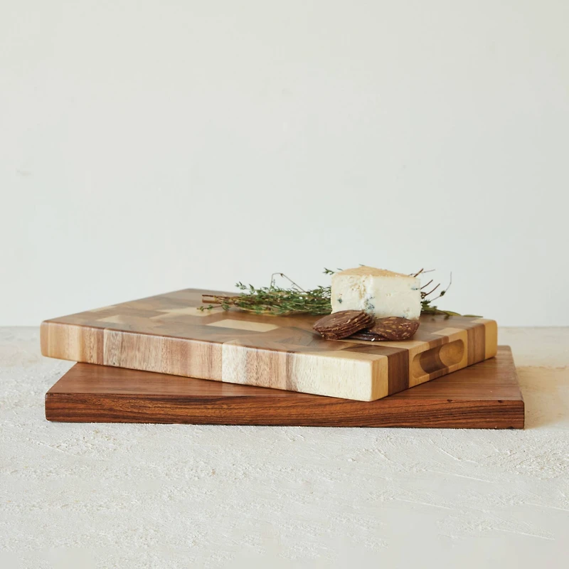 Hello Honey® 16" Natural Acacia & Mango Wood Rectangular Cheese & Cutting Board