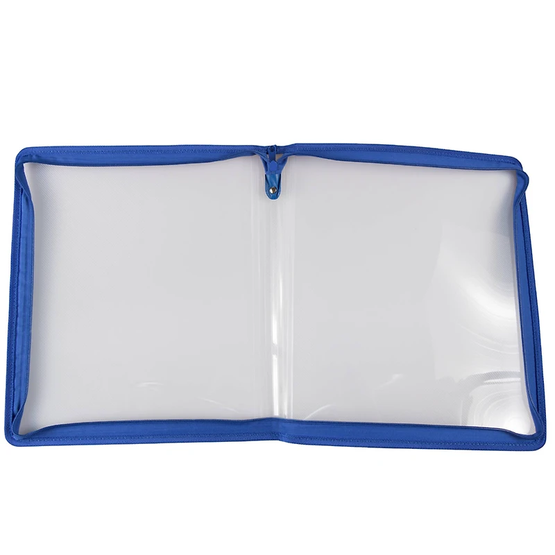 JAM Paper Blue Plastic Portfolio with Zip Closure