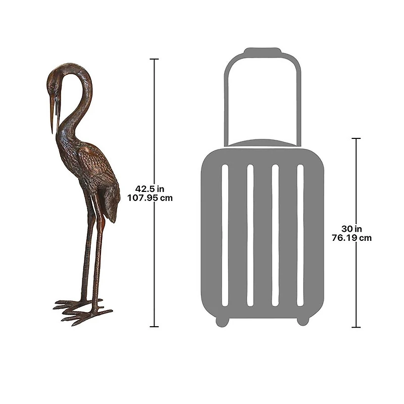 Design Toscano 43" Heron Head Low Cast Bronze Garden Statue