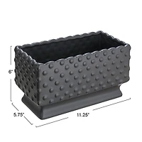 Hello Honey® 11" Black Ceramic Hobnail Planter with Scalloped Edge