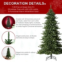 7.5ft. Pre-Lit Green Slim Fir Christmas Tree, Color Changing LED Lights