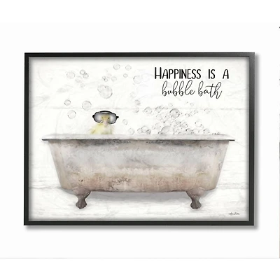 Stupell Industries Happiness is a Bubble Bath Quote Bathroom Tub Chick in Frame Wall Art