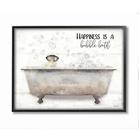 Stupell Industries Happiness is a Bubble Bath Quote Bathroom Tub Chick in Frame Wall Art