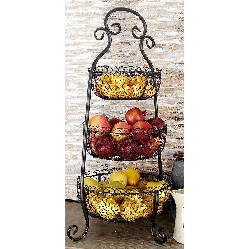 33" Black Iron Farmhouse 3 Tier Tray Stand