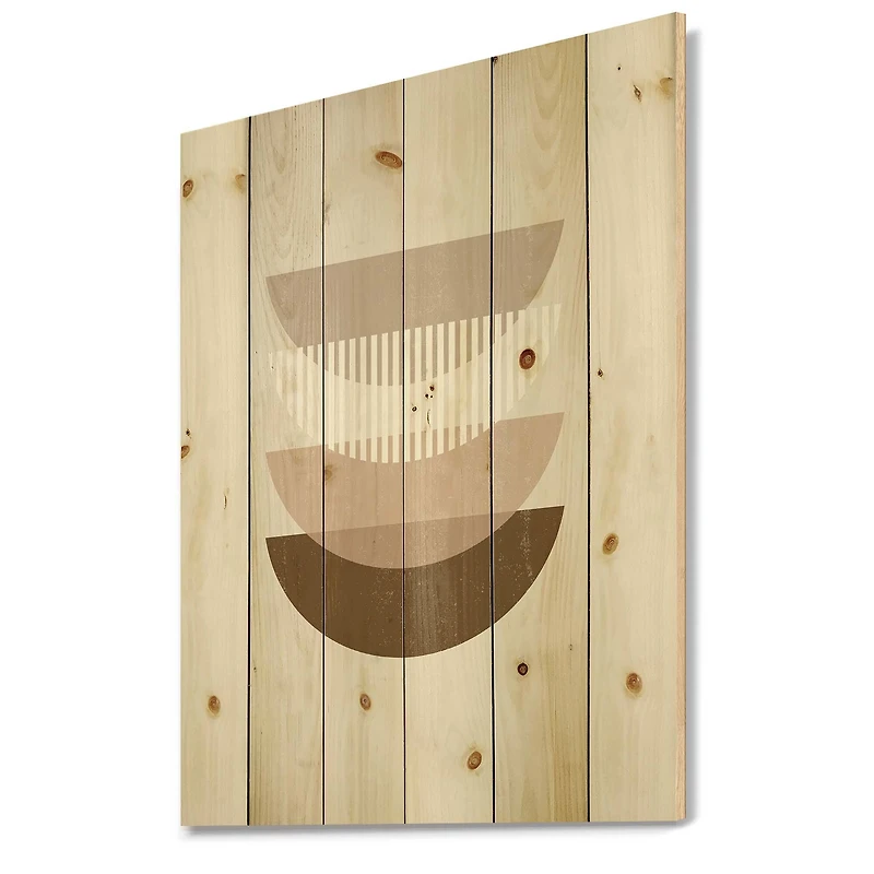 Designart - Abstract Sun Moon Geometric Print III - Modern Print on Natural Pine Wood