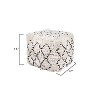 Hello Honey® 16" White Moroccan Wedding Quilt Pouf with Fringe & Sequins