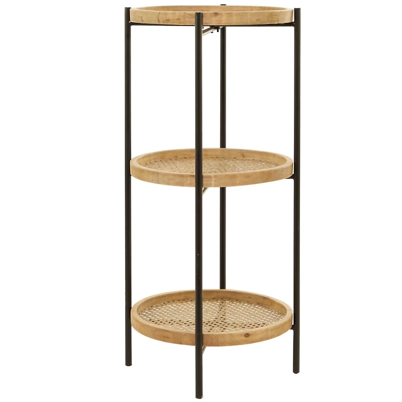 Brown Metal 3 Shelves Shelving Unit 16" x 16" x 34"