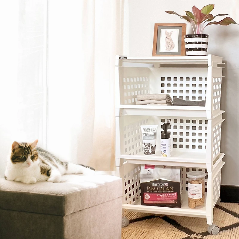 Design Ideas® 3-Tier Basket Shelf Rolling Cart