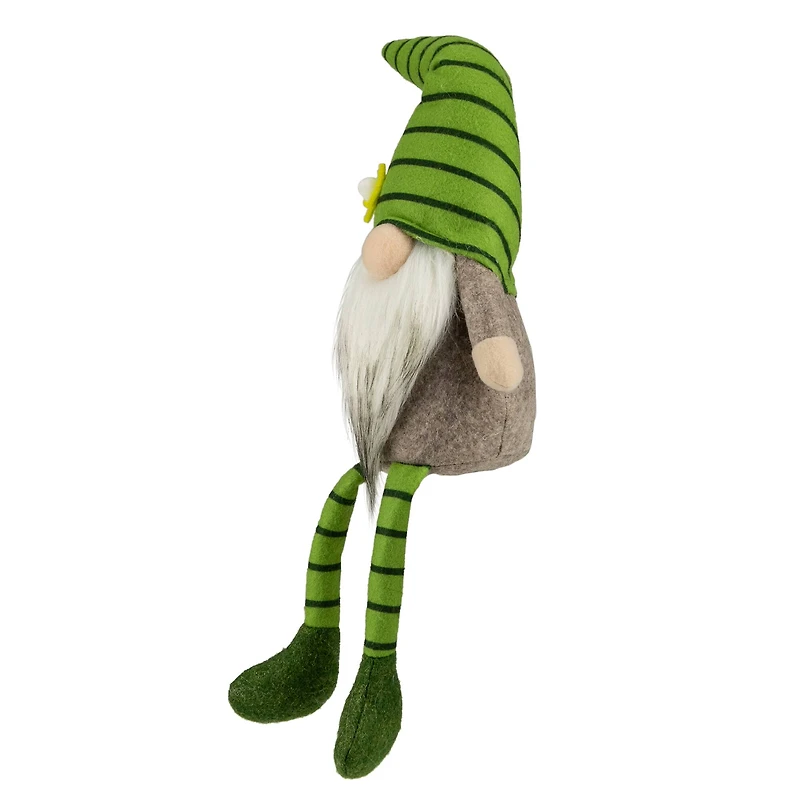 16" Green Striped Gnome with Dangling Legs
