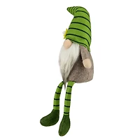 16" Green Striped Gnome with Dangling Legs
