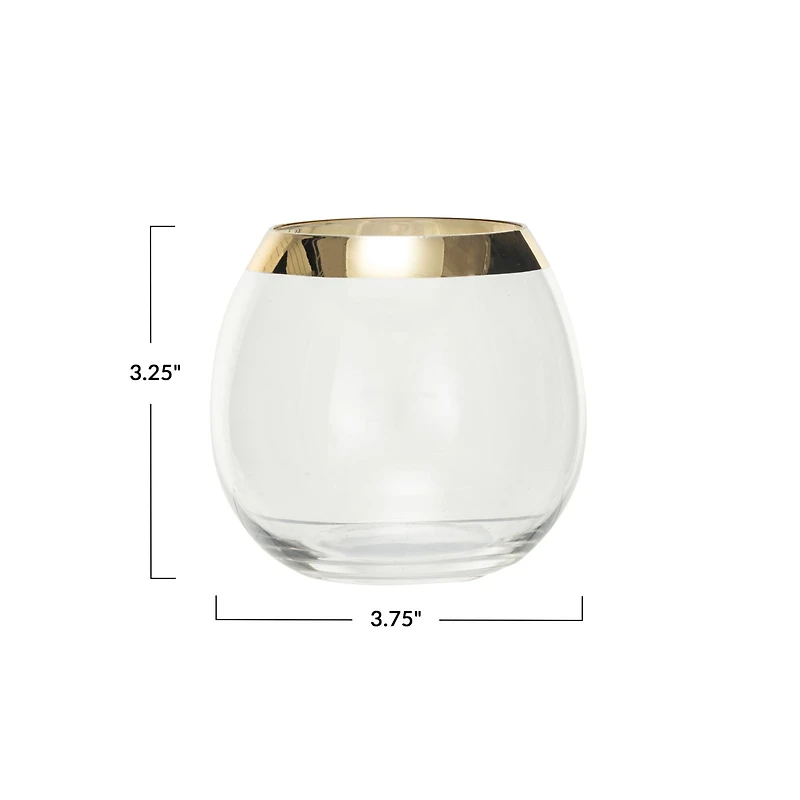 Hello Honey® 10oz. Clear Stemless Drinking Glass with Gold Electroplated Rim