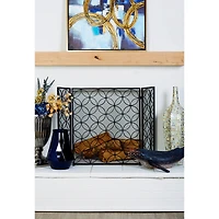 Black Metal Modern Fireplace Screen